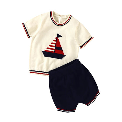 Baby Clothes Sets 0-18m Newborn Infant Boys Cotton Short Sleeve Pullovers Tops+Shorts Suits Casual Toddler Outwear Outfit Summer