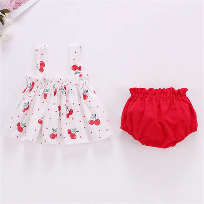 Baby Outfit Set Summer Newborn Baby Girl Clothing Casual Thin Print T-shirt PP Shorts 2Pcs Suit Infant Baby Clothing Outfit