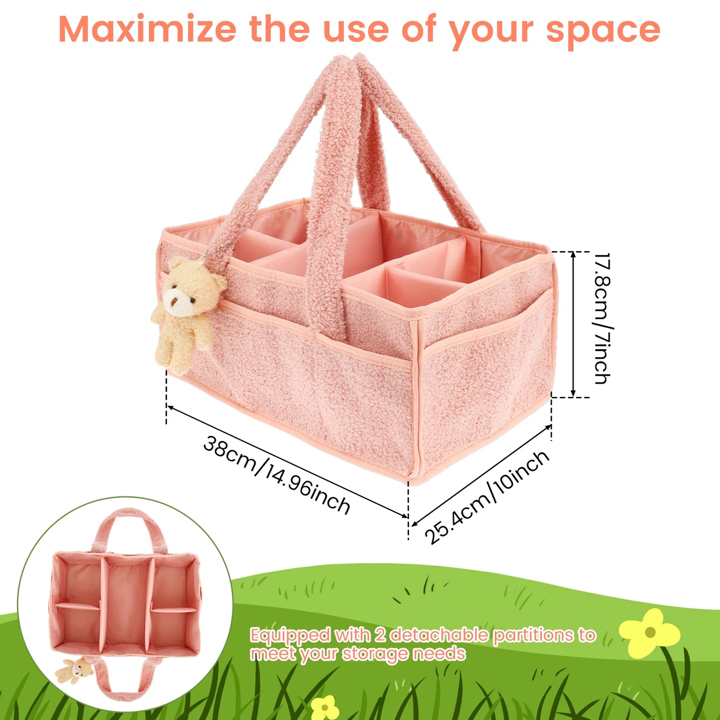 Baby Diaper Caddy Large Organizer Tote Bag for Baby essentials Boy or Girl Baby Shower Basket Nursery Must Haves Newborn Caddie