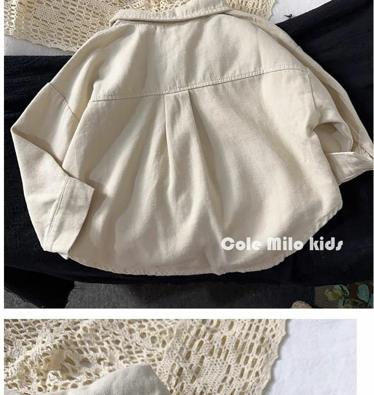Boys Baby's Kids Blouse Coat Jacket Outwear Cotton 2024 Lapel Spring Autumn Shirts Outwear Sunscreen Beach Children's Clothing