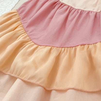 2025 Kids Clothes Summer Cotton Dress Baby Girls Clothes Cartoon Splicing Colors Dresses Children's Clothing Vestidos Cotton