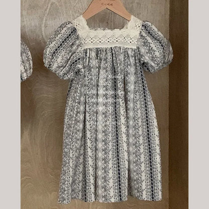 Kids Clothes Toddler Girl Dress Floral Vintage Lace Dress Princess Vestido Short Sleeve Summer Casual Costumes Children Clothing