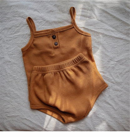 Baby Summer Clothing New Soft Homewear Newborn Baby Boys Girls Clothes Cool Camisole With Short Jumpsuit Outfits Kids Costume