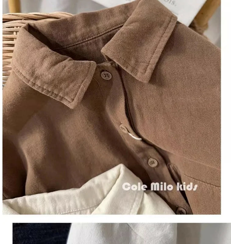 Boys Baby's Kids Blouse Coat Jacket Outwear Cotton 2024 Lapel Spring Autumn Shirts Outwear Sunscreen Beach Children's Clothing