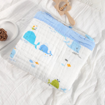 Baby blanket cotton 6 layers newborn swaddle blanket cartoon high-density breathable children's blanket