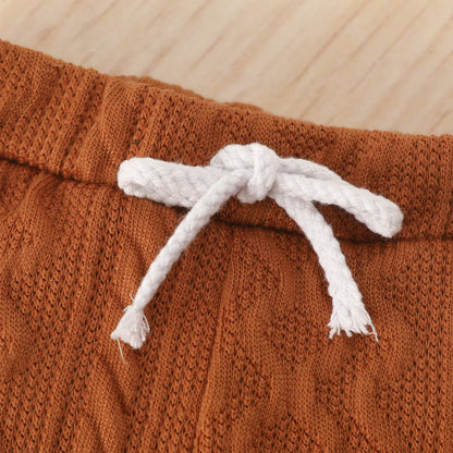 Toddler Boys Romper Tops Pants Suit Long Sleeve Round Neck Trousers Twists Solid Color Outfit Casual Baby Home Clothes Set