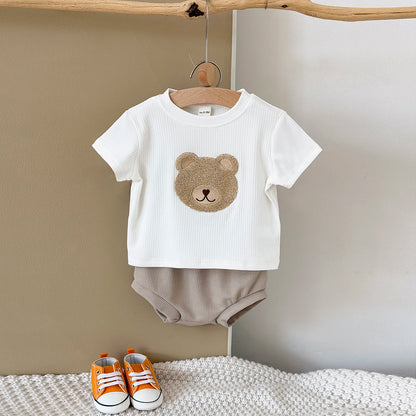 Baby Clothes Cute Children Tracksuit Summer Clothing Cartoon Bear Fashion Baby  T-shirt + Shorts Suit 2Pcs/Set  ﻿