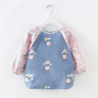 Baby Items Baby Bibs Cotton Waterproof Infant Bib Full Sleeve Gown Children Long Sleeve Apron Coverall Feeding Drawing Bibs