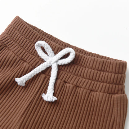 Newborn infant Baby Boy Casual Clothes Set Summer New Solid Knitted Short Sleeve Romper Top and Shorts Two-piece Outfit for Boys