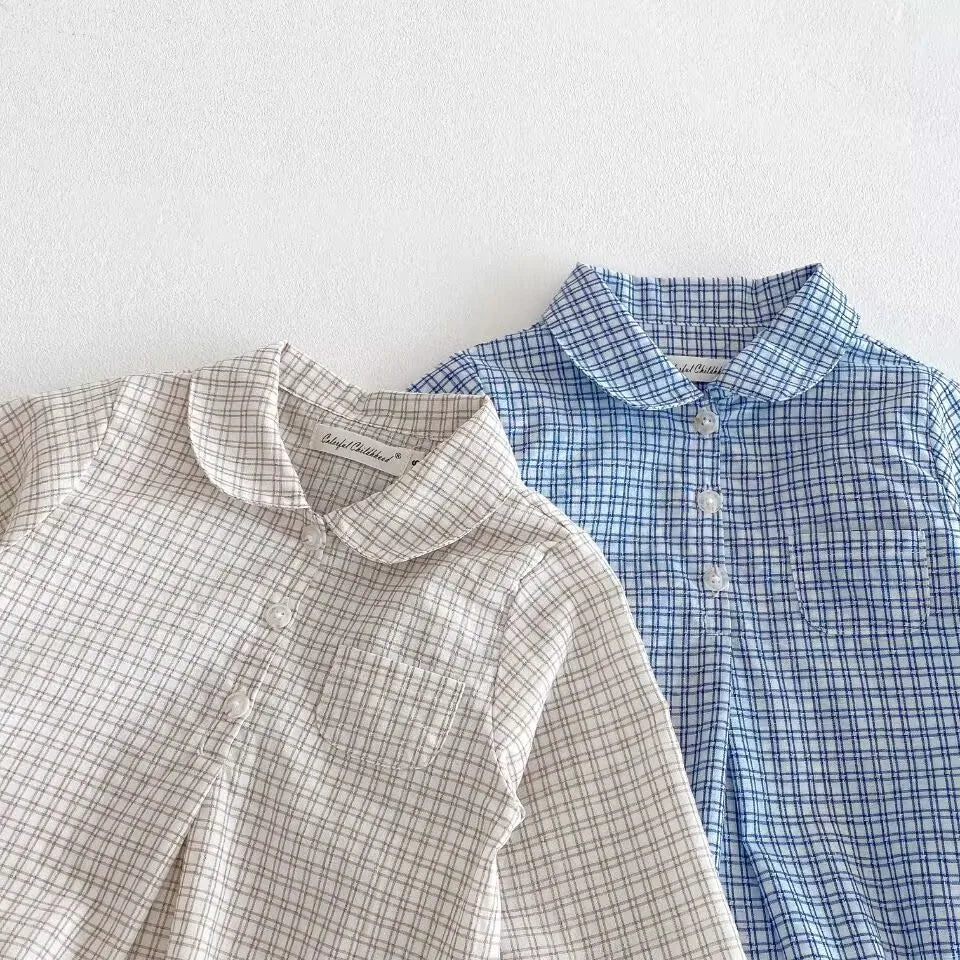 Baby Boys Clothes Girls Plaid Romper Long Sleeve Infant Bodysuit Custumes for Babies Romper Newborn Baby Clothes with Pockets
