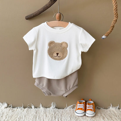 Baby Clothes Cute Children Tracksuit Summer Clothing Cartoon Bear Fashion Baby  T-shirt + Shorts Suit 2Pcs/Set  ﻿