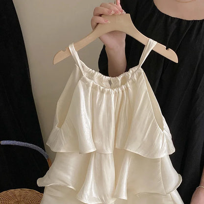 Korean children's clothes 2025 summer new girls' sweet temperament dress  cake Slip dress kids clothes