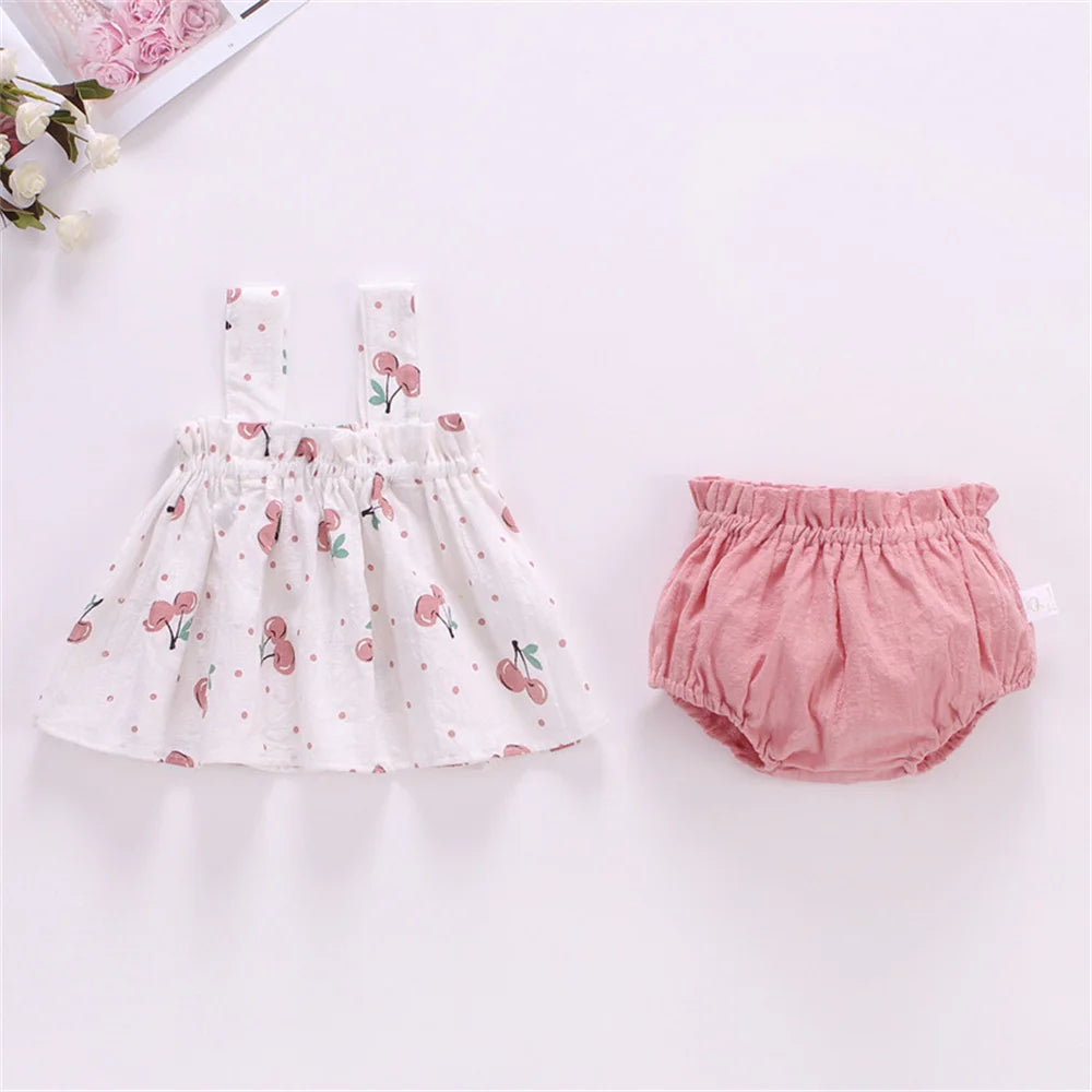 Baby Outfit Set Summer Newborn Baby Girl Clothing Casual Thin Print T-shirt PP Shorts 2Pcs Suit Infant Baby Clothing Outfit