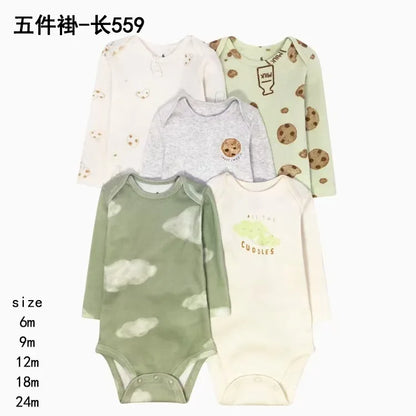 Baby Boy Bodysuits 5Pieces Newborn Clothes Set Toddler Baby Girl Clothing Cotton Soft Infant Cartoon Bebe Jumpsuits
