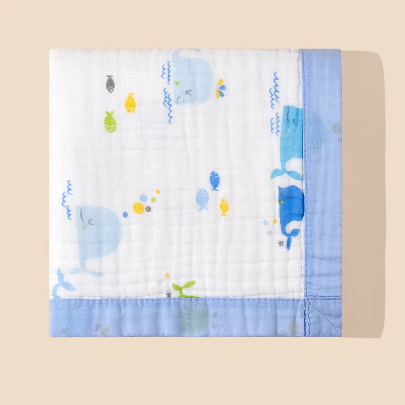 Baby blanket cotton 6 layers newborn swaddle blanket cartoon high-density breathable children's blanket