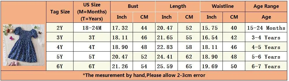 Kids Casual Dress for Girls Clothes 2024 New Summer Children Fashion White Floral Print Puff Sleeve Princess Dress 2-6 Years