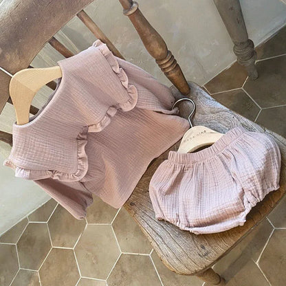 Newborn Baby Girls Clothing Set Ruffle Collar Lapel Top+Bread Pants  Casual Suit Autumn Spring Toddler Baby Girl Clothes Suit