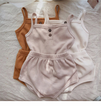 Baby Summer Clothing New Soft Homewear Newborn Baby Boys Girls Clothes Cool Camisole With Short Jumpsuit Outfits Kids Costume