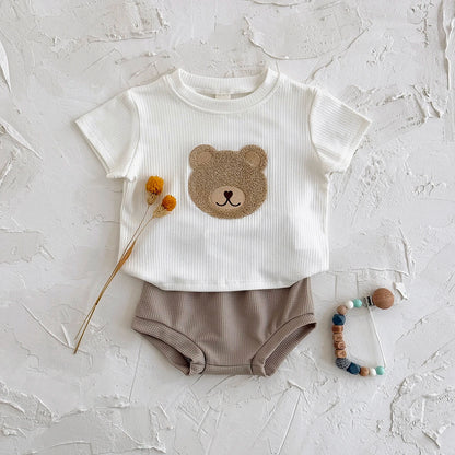 Baby Clothes Cute Children Tracksuit Summer Clothing Cartoon Bear Fashion Baby  T-shirt + Shorts Suit 2Pcs/Set  ﻿