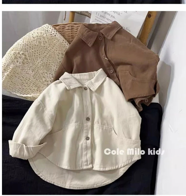 Boys Baby's Kids Blouse Coat Jacket Outwear Cotton 2024 Lapel Spring Autumn Shirts Outwear Sunscreen Beach Children's Clothing
