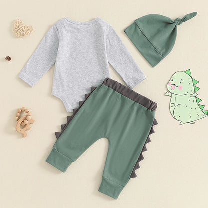 Baby Boy Dinosaur Clothes Hi Im New Here Newborn Outfit Long Sleeve Romper Top Pants Set 3Piece Outfits