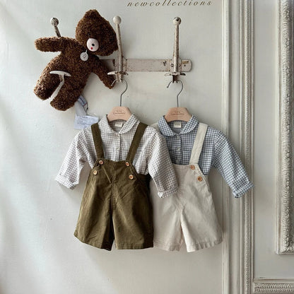 Baby Boys Clothes Girls Plaid Romper Long Sleeve Infant Bodysuit Custumes for Babies Romper Newborn Baby Clothes with Pockets