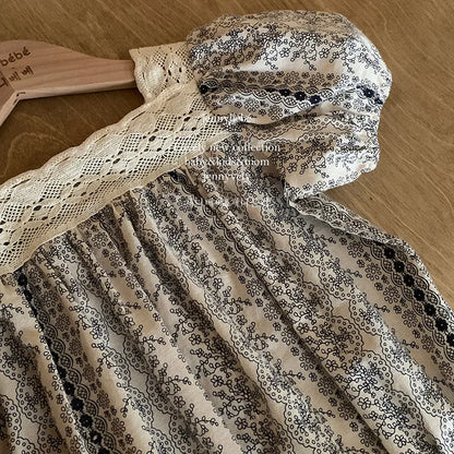 Kids Clothes Toddler Girl Dress Floral Vintage Lace Dress Princess Vestido Short Sleeve Summer Casual Costumes Children Clothing
