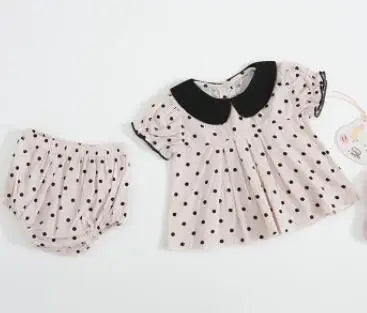 Toddler Baby Girl Suit Clothes Toddler Short Sleeves Shirt+PP Bread Shorts 2PCS Baby Girl Plaid Suit Baby Girl Summer Clothes