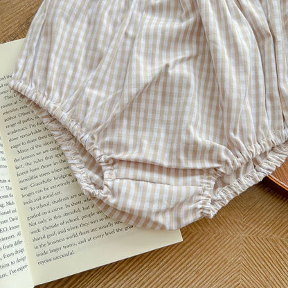 Toddler Baby Girl Suit Clothes Toddler Short Sleeves Shirt+PP Bread Shorts 2PCS Baby Girl Plaid Suit Baby Girl Summer Clothes