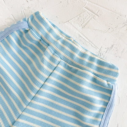 Toddler Baby Summer Casual Clothes Sets Solid Color With Pocket T-shirt Tops+Striped Triangle Shorts Boys Girls Clothes 2Pcs/Set