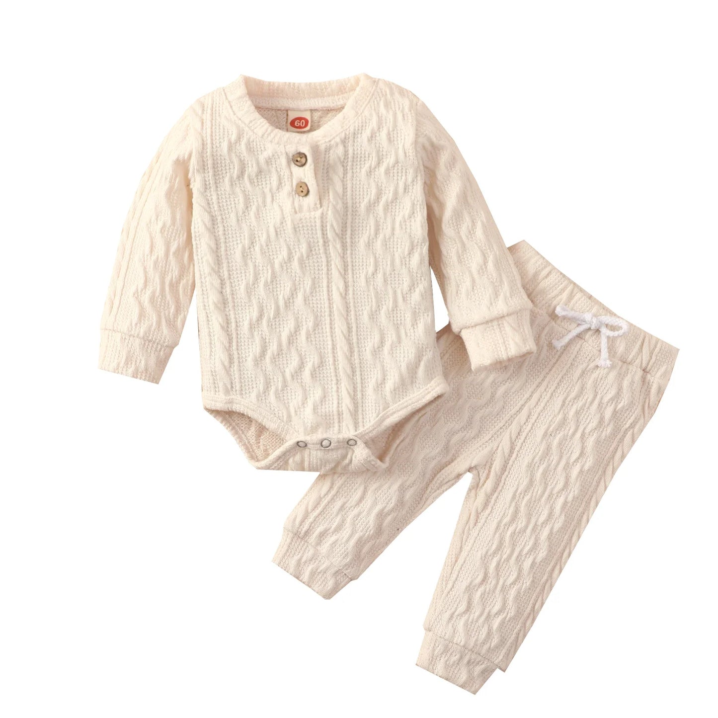 Toddler Boys Romper Tops Pants Suit Long Sleeve Round Neck Trousers Twists Solid Color Outfit Casual Baby Home Clothes Set