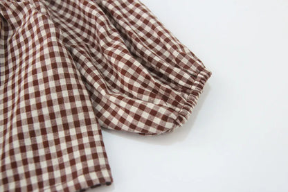 Infant Baby Boys Girls Clothes Set Spring Autumn Kids Baby Boys Girls Long Sleeve Grid T-shirt + Shorts 2pcs Toddler Clothes