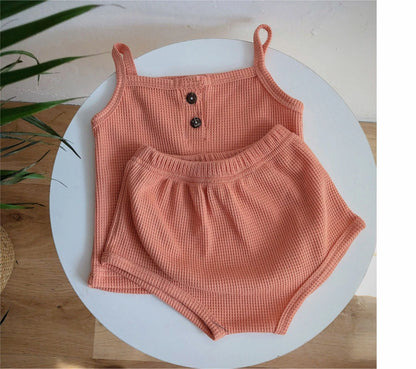 Baby Summer Clothing New Soft Homewear Newborn Baby Boys Girls Clothes Cool Camisole With Short Jumpsuit Outfits Kids Costume