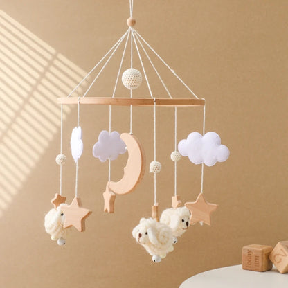 Crib Mobile Bed Bell Wooden Baby Rattles Soft Felt Cartoon Animal Bed Bell Newborn Music Box Hanging Toy Crib Bracket Baby Gifts