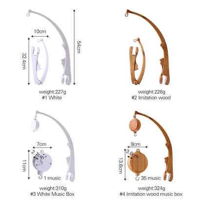 Crib Mobile Bed Bell Wooden Baby Rattles Soft Felt Cartoon Animal Bed Bell Newborn Music Box Hanging Toy Crib Bracket Baby Gifts