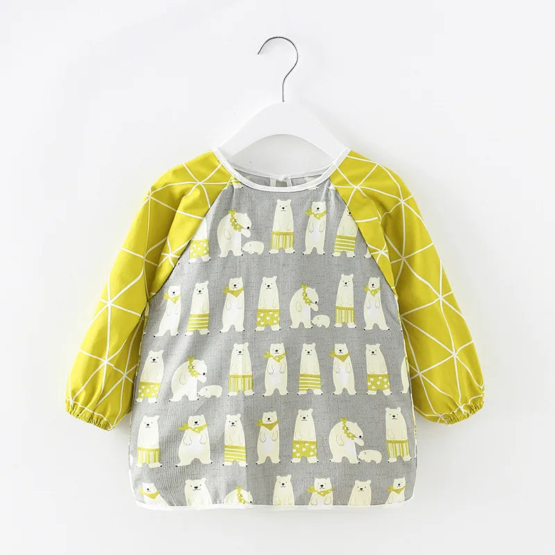 Baby Items Baby Bibs Cotton Waterproof Infant Bib Full Sleeve Gown Children Long Sleeve Apron Coverall Feeding Drawing Bibs