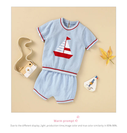 Baby Clothes Sets 0-18m Newborn Infant Boys Cotton Short Sleeve Pullovers Tops+Shorts Suits Casual Toddler Outwear Outfit Summer