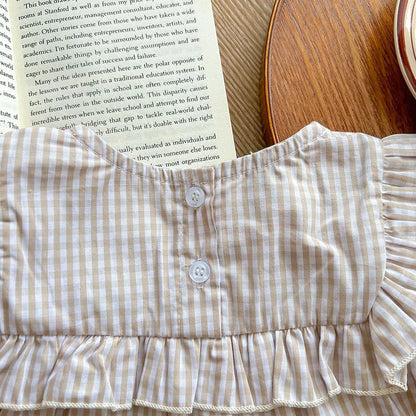 Toddler Baby Girl Suit Clothes Toddler Short Sleeves Shirt+PP Bread Shorts 2PCS Baby Girl Plaid Suit Baby Girl Summer Clothes