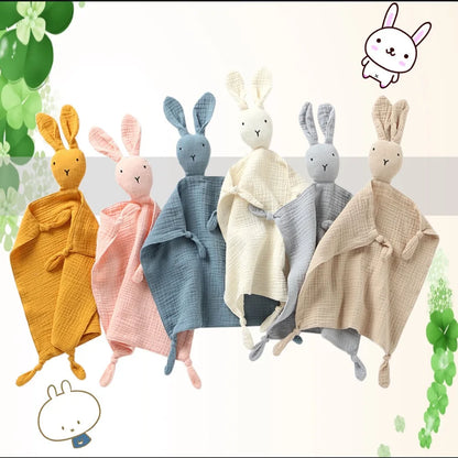 Baby Blanket Muslin Newborn Baby Sleeping Dolls Cute Rabbit Soft Cotton Gauze Kids Sleep Soothe Appease Towel Bibs Boys Girls