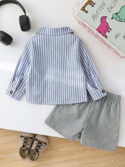 Baby Boy Clothes Set Toddler Boys Striped Tops Summer 2-Piece Outfit with Shorts Casual Infant Children's Sets Clothing For 1-3Y