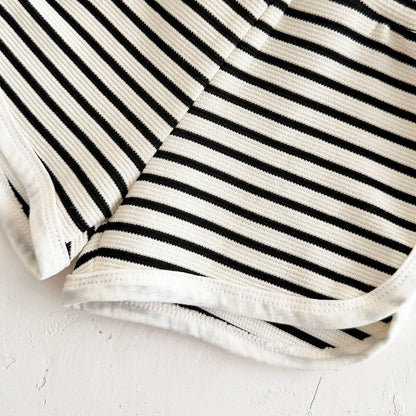 Toddler Baby Summer Casual Clothes Sets Solid Color With Pocket T-shirt Tops+Striped Triangle Shorts Boys Girls Clothes 2Pcs/Set