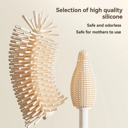 Silicone Baby Bottle Brush, Portable Bottle Brush Set, Baby Bottle Cleaning Brush with Drying Rack