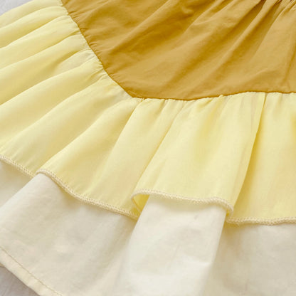 2025 Kids Clothes Summer Cotton Dress Baby Girls Clothes Cartoon Splicing Colors Dresses Children's Clothing Vestidos Cotton