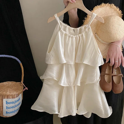 Korean children's clothes 2025 summer new girls' sweet temperament dress  cake Slip dress kids clothes