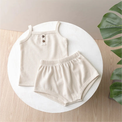 Baby Summer Clothing New Soft Homewear Newborn Baby Boys Girls Clothes Cool Camisole With Short Jumpsuit Outfits Kids Costume