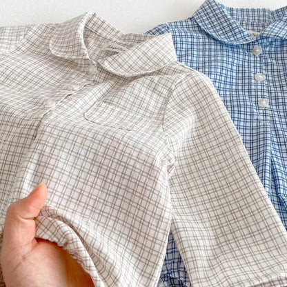 Baby Boys Clothes Girls Plaid Romper Long Sleeve Infant Bodysuit Custumes for Babies Romper Newborn Baby Clothes with Pockets
