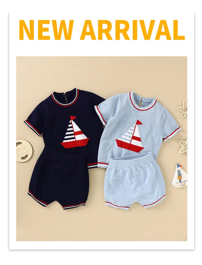 Baby Clothes Sets 0-18m Newborn Infant Boys Cotton Short Sleeve Pullovers Tops+Shorts Suits Casual Toddler Outwear Outfit Summer