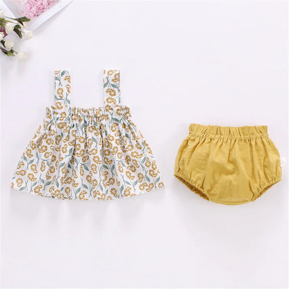 Baby Outfit Set Summer Newborn Baby Girl Clothing Casual Thin Print T-shirt PP Shorts 2Pcs Suit Infant Baby Clothing Outfit
