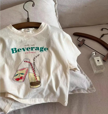 Kids Casual Loose Clothes New Child Short Sleeve Tops Round Neck Base Shirt Pure Cotton Tops Baby Clothing Dinosaur Print Tees