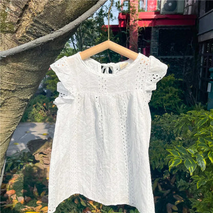 Toddler Girls Dress Cotton Eyelet Lace Beach Sundress Little Girl Kids Summer Clothes